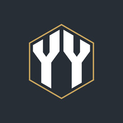 Modern Luxury Letter Monogram Logo with Polygon Frame Design
