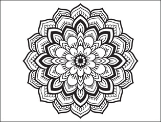 Intricate Black and White Mandala Design for Coloring