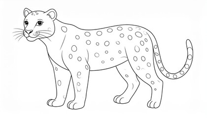 Fototapeta premium Outlined drawing of a large spotted feline.