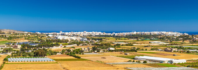 Beautiful panoramic landscape viewed from the town of Mdina, Malta