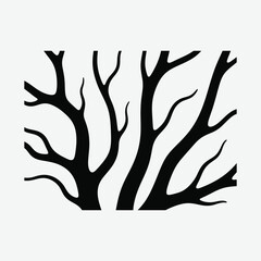 Dark Gnarled Tree Silhouette Vector on White Background – High-Contrast Nature Illustration for Art, Design & Prints