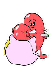 kidney get cold cartoon illustration
