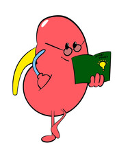 kidney reading book cartoon illustration