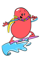 kidney surf cartoon illustration 
