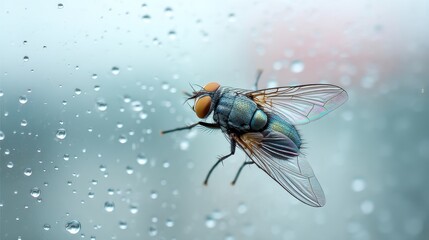 Close Detail of Housefly Legs and Wings