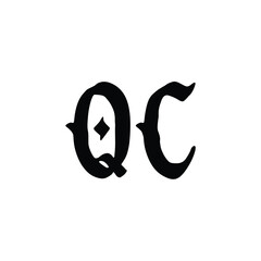 QC monogram logo design letter text name symbol monochrome logotype alphabet character simple logo
