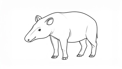 Fototapeta premium Side view drawing of a mammal with a long snout.