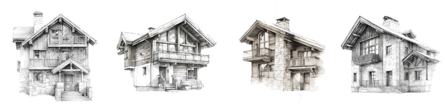 Charming wooden chalets in a picturesque alpine landscape