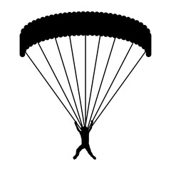 Silhouette of a Skydiver with Parachute in Flight