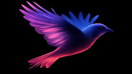 Obraz premium Abstract illustration of a vibrant bird in flight against a dark backdrop