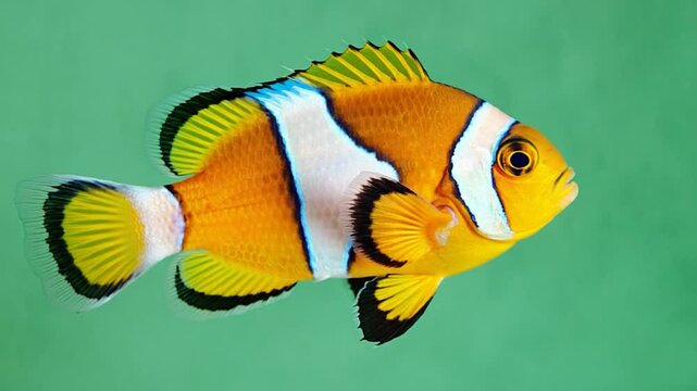 Clownfish profile against green