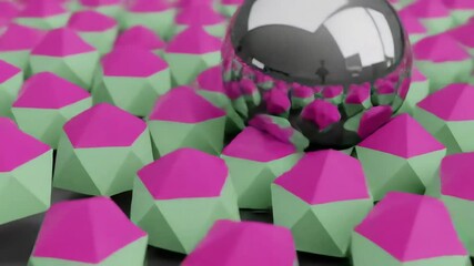 Metallic Sphere Over Abstract Geometric Field - Powered by Adobe