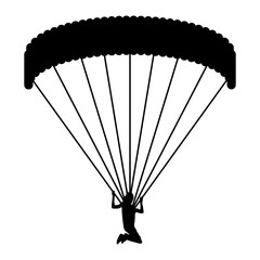 Silhouette of a Skydiver with Parachute in Flight