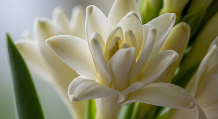 Obraz premium Tuberose Petals Captured in Extreme Close-up, Emphasizing Softness and Natural Floral Structure