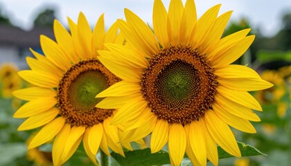 Radiant sunflowers bathed in summer light, showcasing vibrant petals and seeds