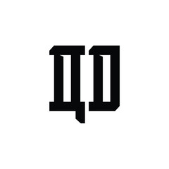 QD monogram logo design letter text name symbol monochrome logotype alphabet character simple logo
