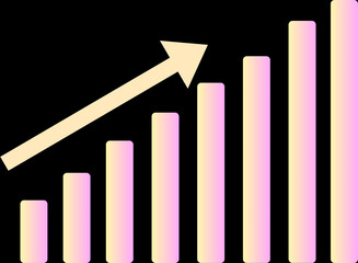 Business Growth Chart with Upward Arrow and Gradient Bars