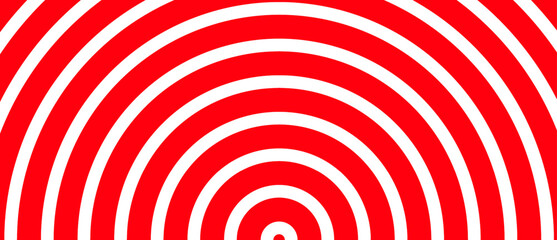 Half Circle Red and White Concentric Rings Pattern for Target and Focus Design.