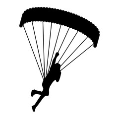 Silhouette of a Skydiver with Parachute in Flight