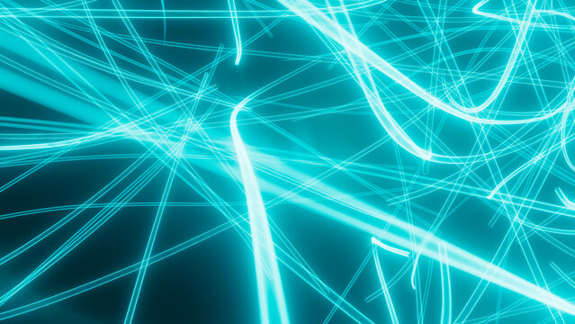 Blurred neon lines twist and flow in vibrant patterns