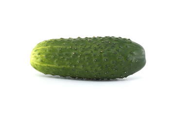 Vibrant, green cucumber, perfectly ripe and isolated on a clean white surface.