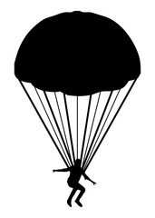 Silhouette of a Skydiver with Parachute in Flight