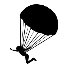 Silhouette of a Skydiver with Parachute in Flight