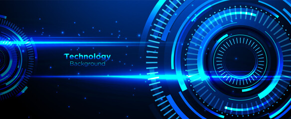 Futuristic technology communication and connection ring background on dark blue background
