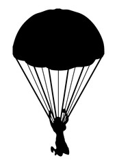Silhouette of a Skydiver with Parachute in Flight