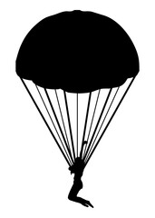 Silhouette of a Skydiver with Parachute in Flight