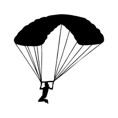 Silhouette of a Skydiver with Parachute in Flight