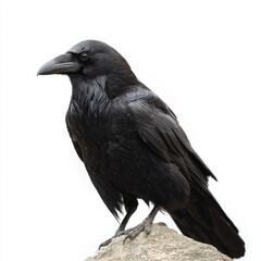 a black bird sitting on top of a rock