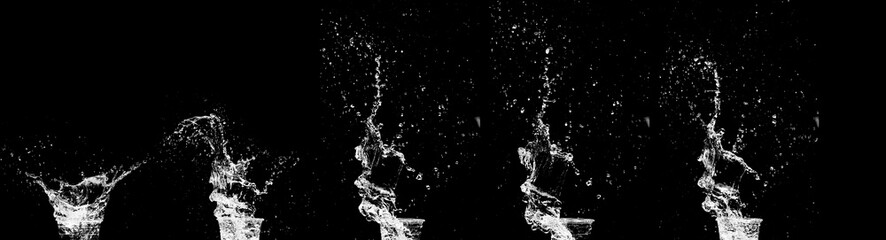 Water splash motion: A mesmerizing monochrome capture of dynamic water splashes, showcasing the liquid's explosive movement with artful precision.