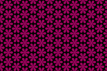 Seamless pink floral pattern on black background