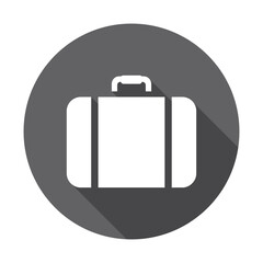 White Suitcase on Gray Circle with Shadow, Illustration of Travel