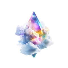 Obraz premium Celestial Crystal Rainbow Gemstone in Cloudscape