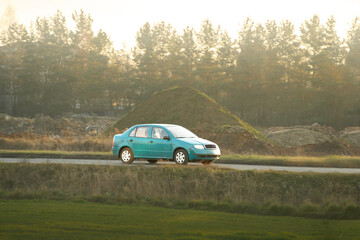 Fototapeta premium Vehicle on open rural highway