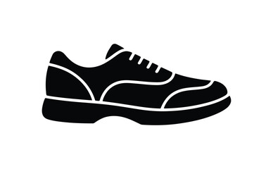 Black and White of a LaceUp Shoe, Silhouette Style, Isolated on White Background