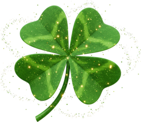 Sparkling Green Four Leaf Clover with Glitter St Patrick s Day Irish Luck