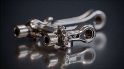 Fototapeta premium Close-up of a polished metal component reflecting light elegantly.