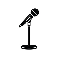 Isolated Black Microphone on a Stand Professional Audio Equipment Illustration for Design Projects