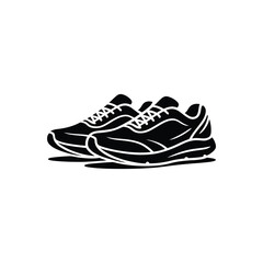 Pair of Black Athletic Shoes Illustration, Sportswear, Running Footwear Image