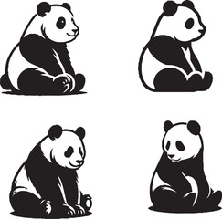 Playful Panda Illustrations in Black and White
