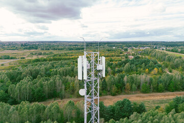 Telecom tower in rural countryside view