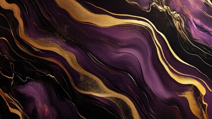 Obraz premium Abstract design with flowing purple and gold patterns.