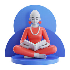 Meditative Figure in Lotus Position on Blue Platform