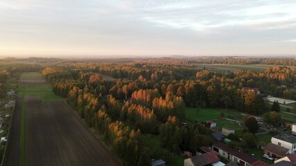 Beautiful rural autumn landscape from above
