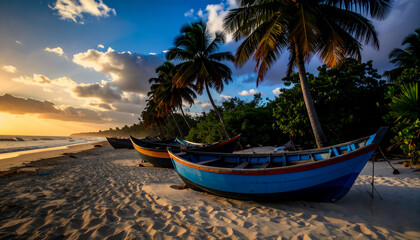 Sénégal, Petite Côte, Saly Pointe Sarène, carte postale plage, coucher de soleil