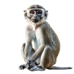 Obraz premium Vervet monkey sitting front view isolated on white background 