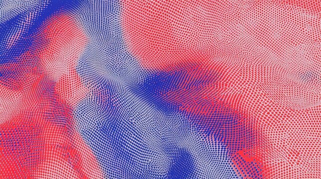 Abstract red and blue halftone wave pattern